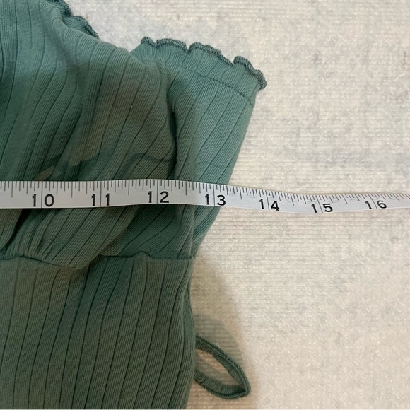 Shein Tie Shoulder Frilled Ruched Bodysuit M - Picture 7 of 10